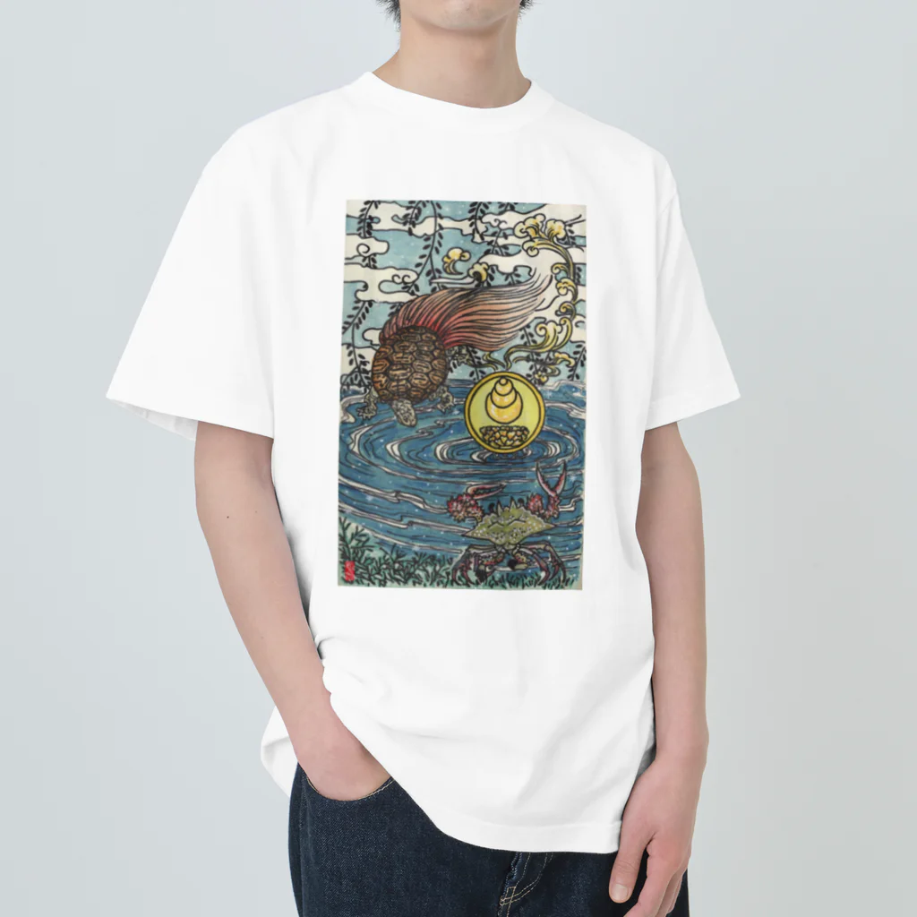 JapaneseArt Yui Shopの亀蟹合戦 Heavyweight T-Shirt