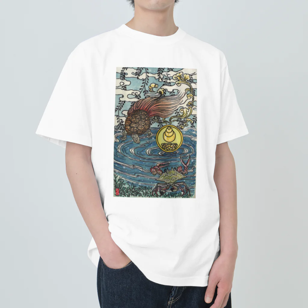 JapaneseArt Yui Shopの亀蟹合戦 ヘビーウェイトTシャツ