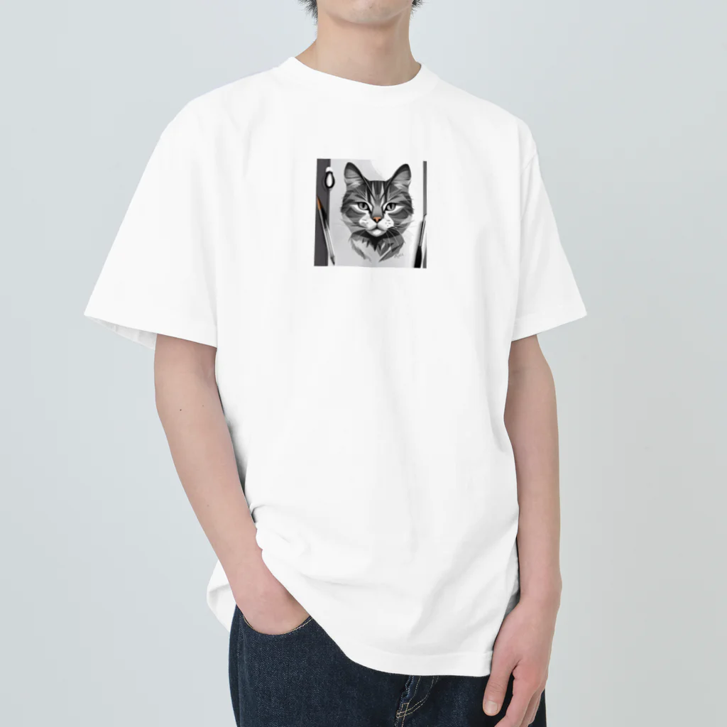 teru8376のイラスト　猫 ヘビーウェイトTシャツ