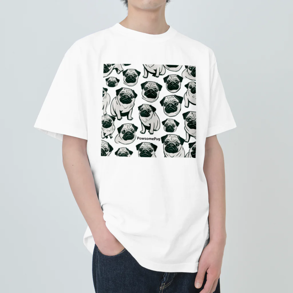 パグと添い寝のテトくんだらけ Heavyweight T-Shirt