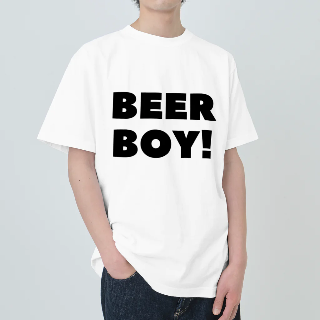 BEERのビールボーイ_黒字(透過) ヘビーウェイトTシャツ