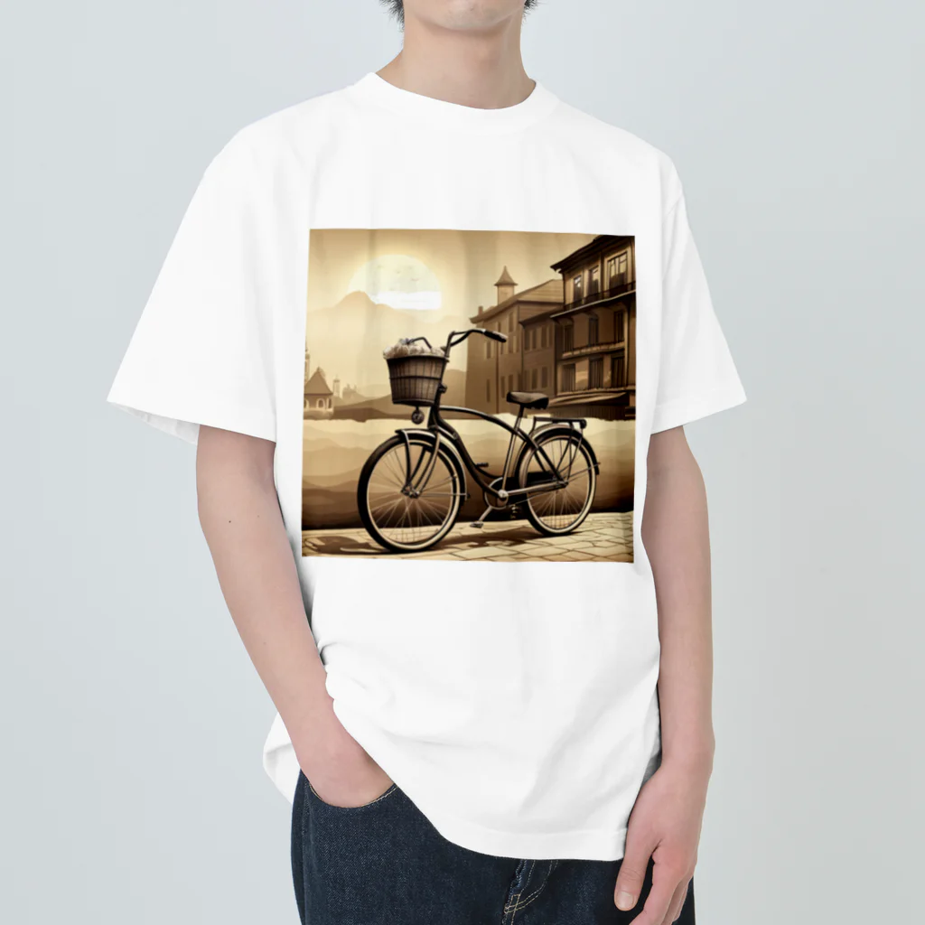 yusuke-kのレトロな自転車 ヘビーウェイトTシャツ