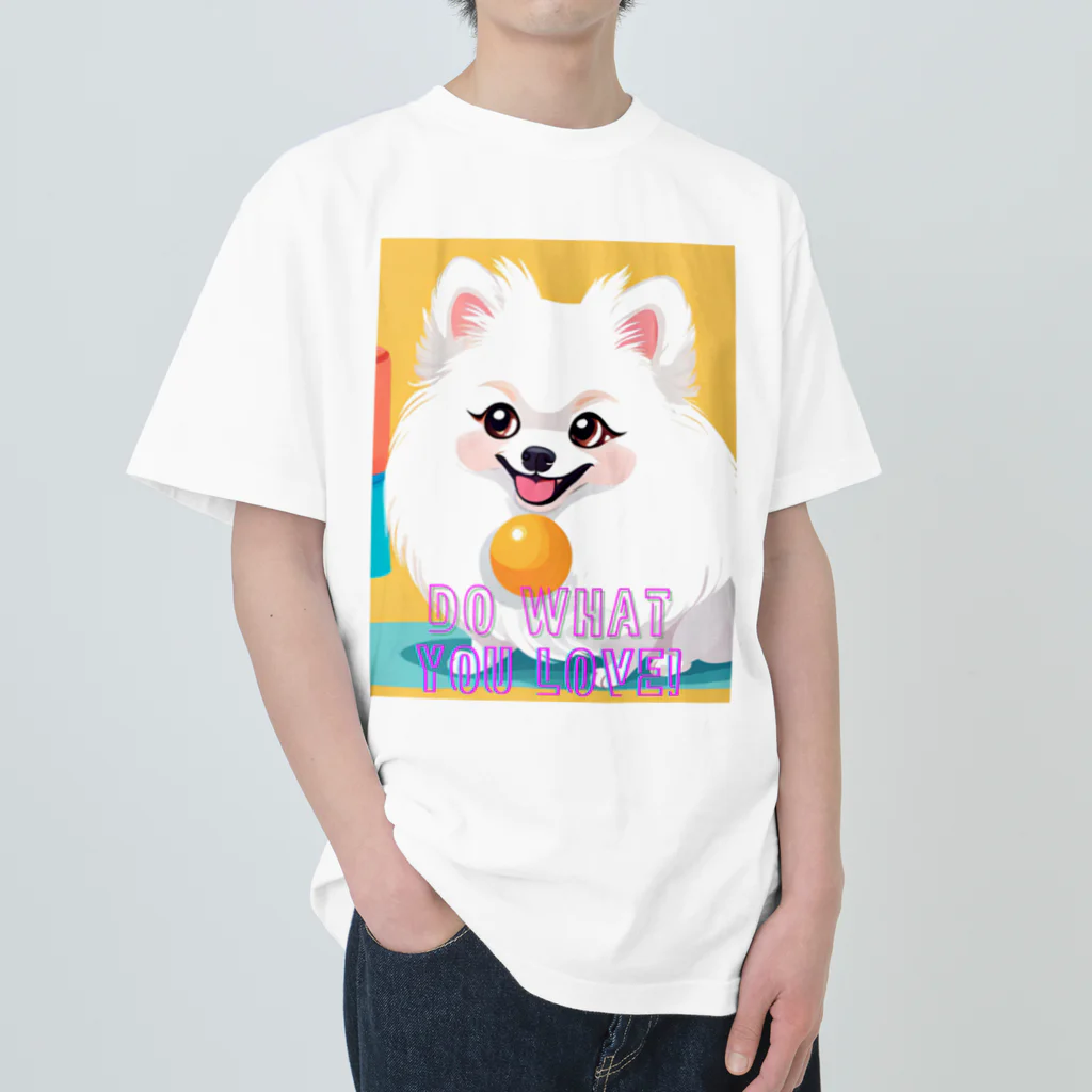Pom-Dog'sの清楚系白ポメ　ポメ子 Heavyweight T-Shirt