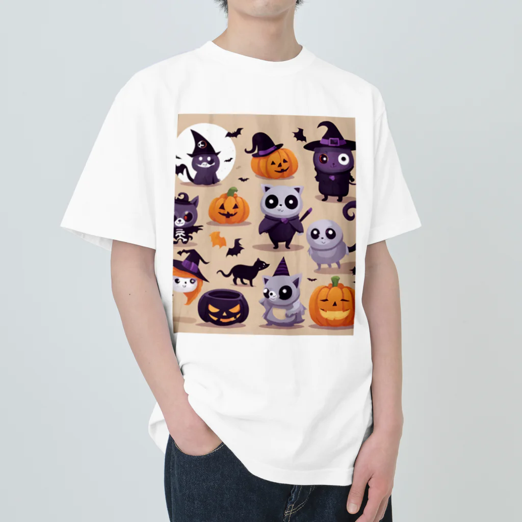 ワンダーワールド・ワンストップのたくさんのかわいいハローウィーンキャラクター④ Heavyweight T-Shirt