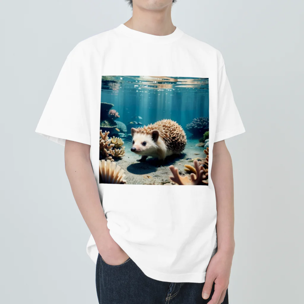 人魚の夢のサンゴハリネズミ ヘビーウェイトTシャツ