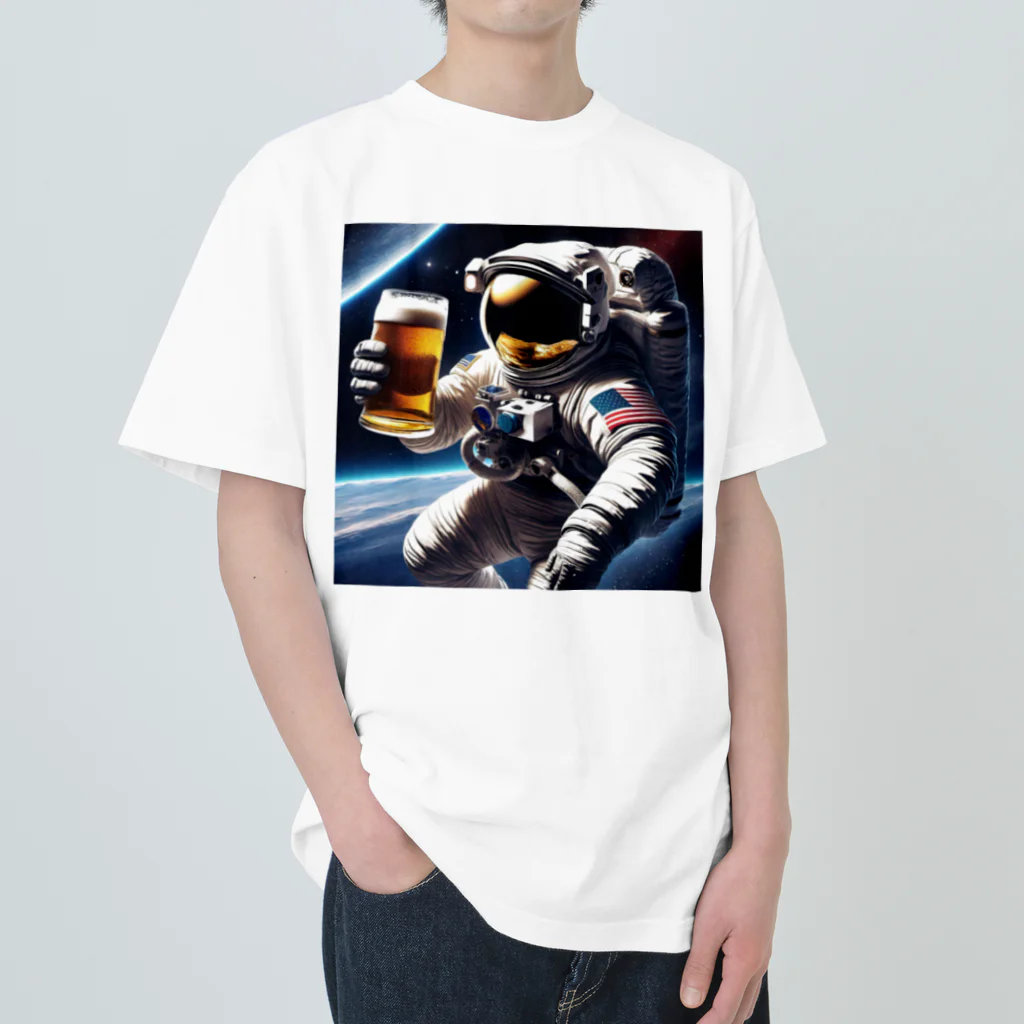 宇宙開発デザイン科の酒飲みアストロノーツ ヘビーウェイトTシャツ