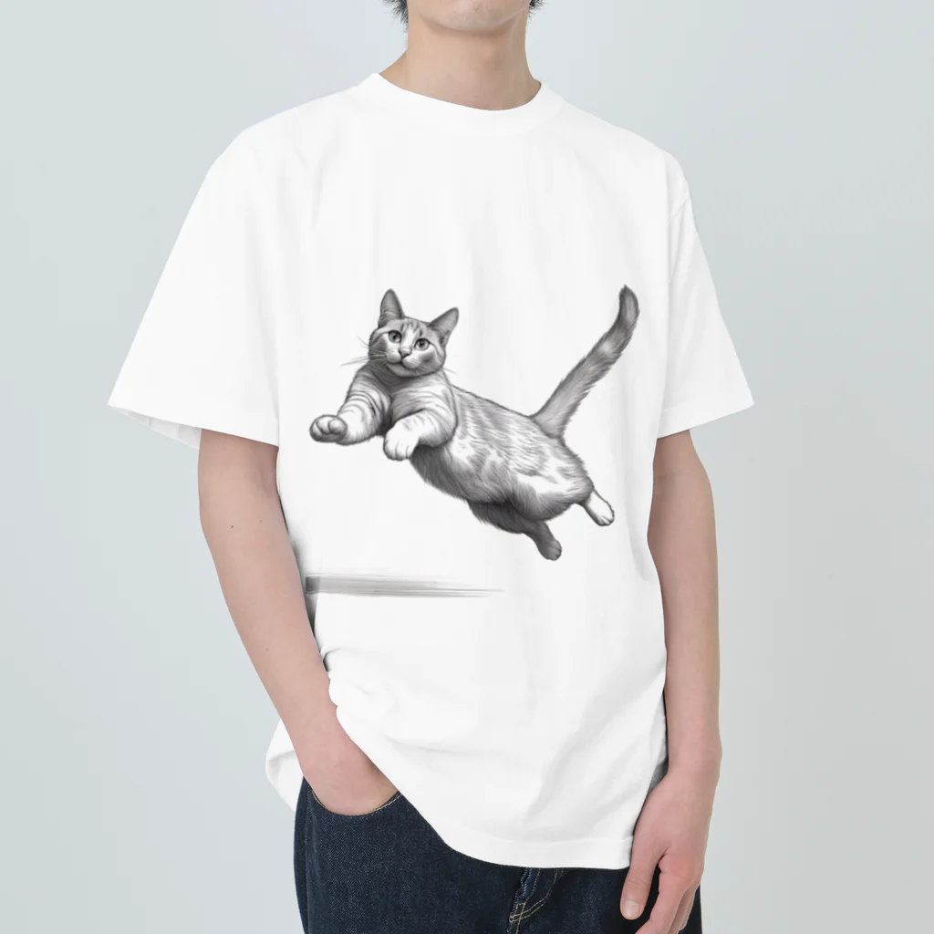 Shop Quonの跳ね猫 ヘビーウェイトTシャツ