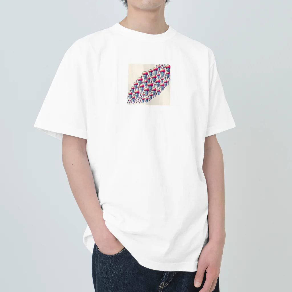 ROCKSWEBのドット絵　クラゲの大群 Heavyweight T-Shirt