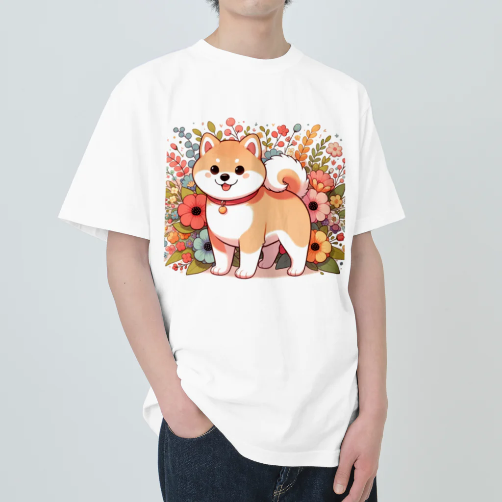 uyuyoshieの可愛い柴犬 Heavyweight T-Shirt