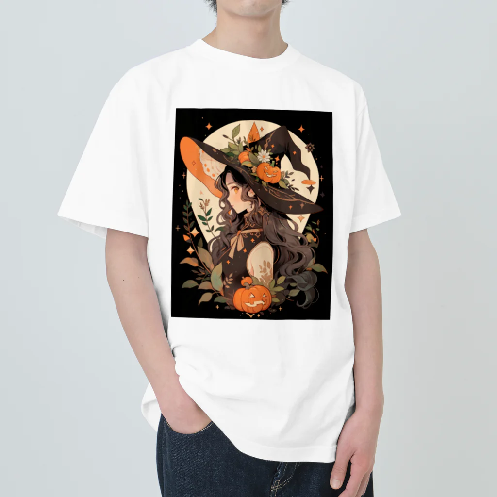 AIと愛とARTのSHOPのハロウィンの魔女 Heavyweight T-Shirt