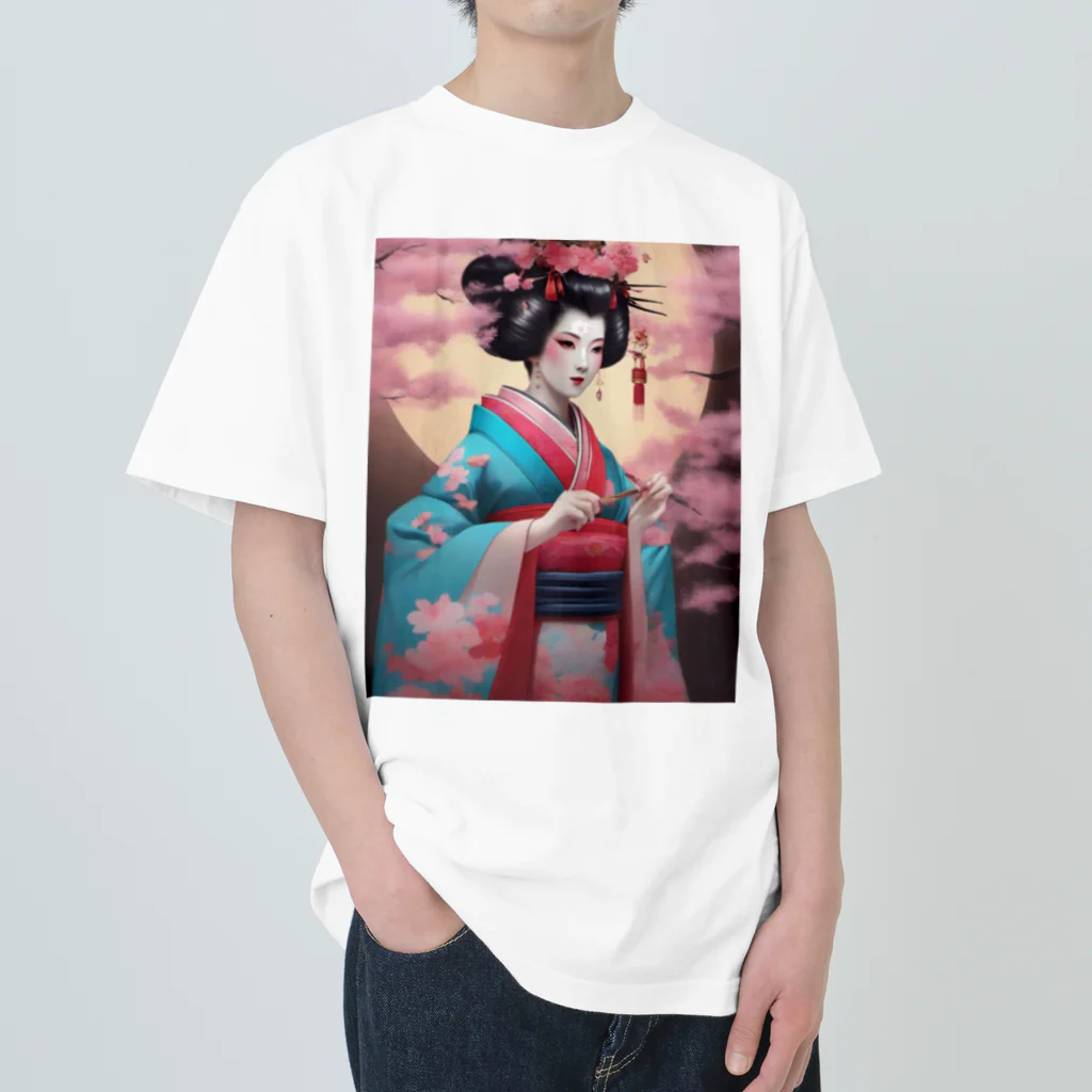 wawomotsuのJapanese Courtesan Bloom Tee ”Geisha” ヘビーウェイトTシャツ