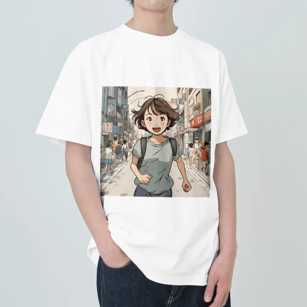 底辺の底辺好きな事を気ままに…。の走る元気な女の子 Heavyweight T-Shirt