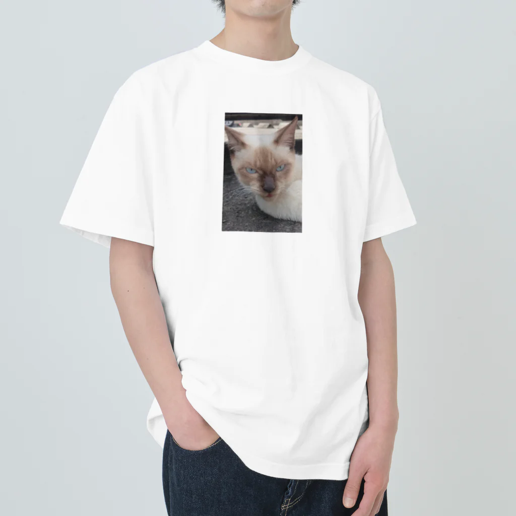 Makoto_Kawano Designの悪そうなのにカワイイ猫ちゃん ヘビーウェイトTシャツ