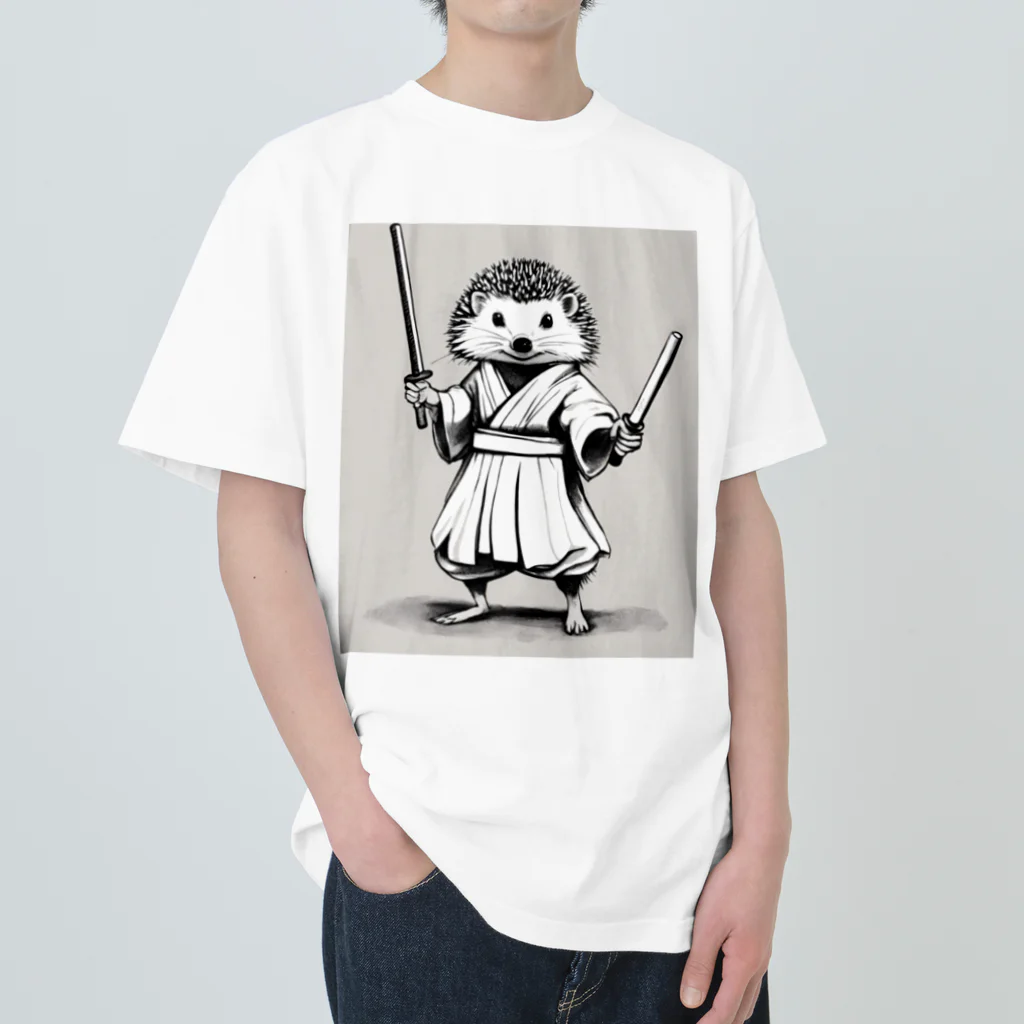 ワンダーワールド・ワンストップの和服を着たハリネズミ Heavyweight T-Shirt