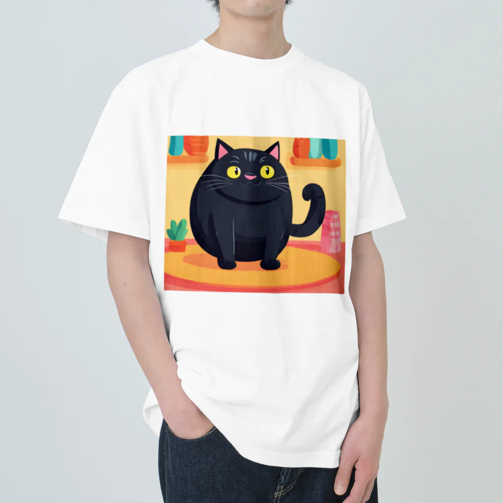 あにぽよのぽて黒猫 Heavyweight T-Shirt