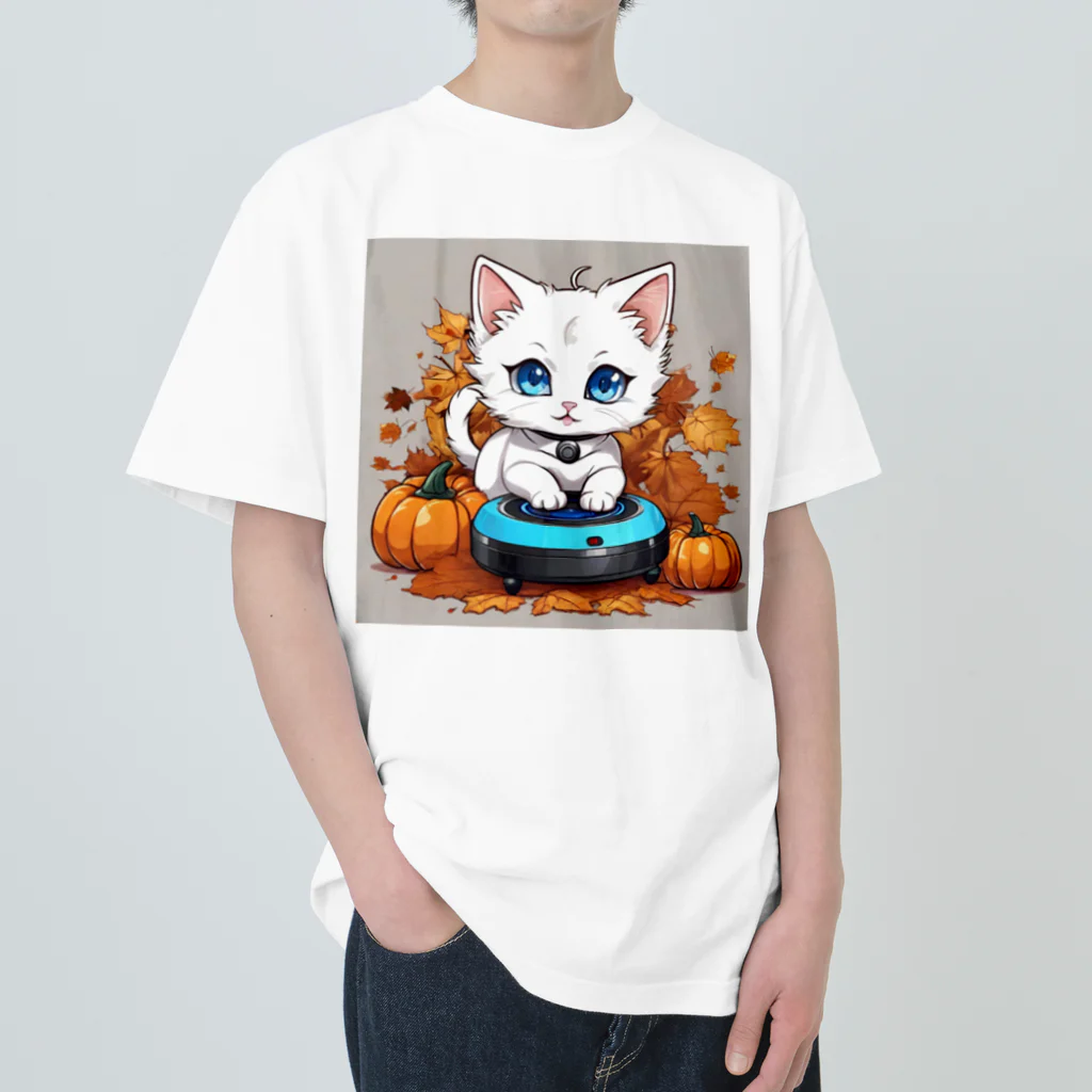 yoiyononakaのハロウィンと白猫10 ヘビーウェイトTシャツ