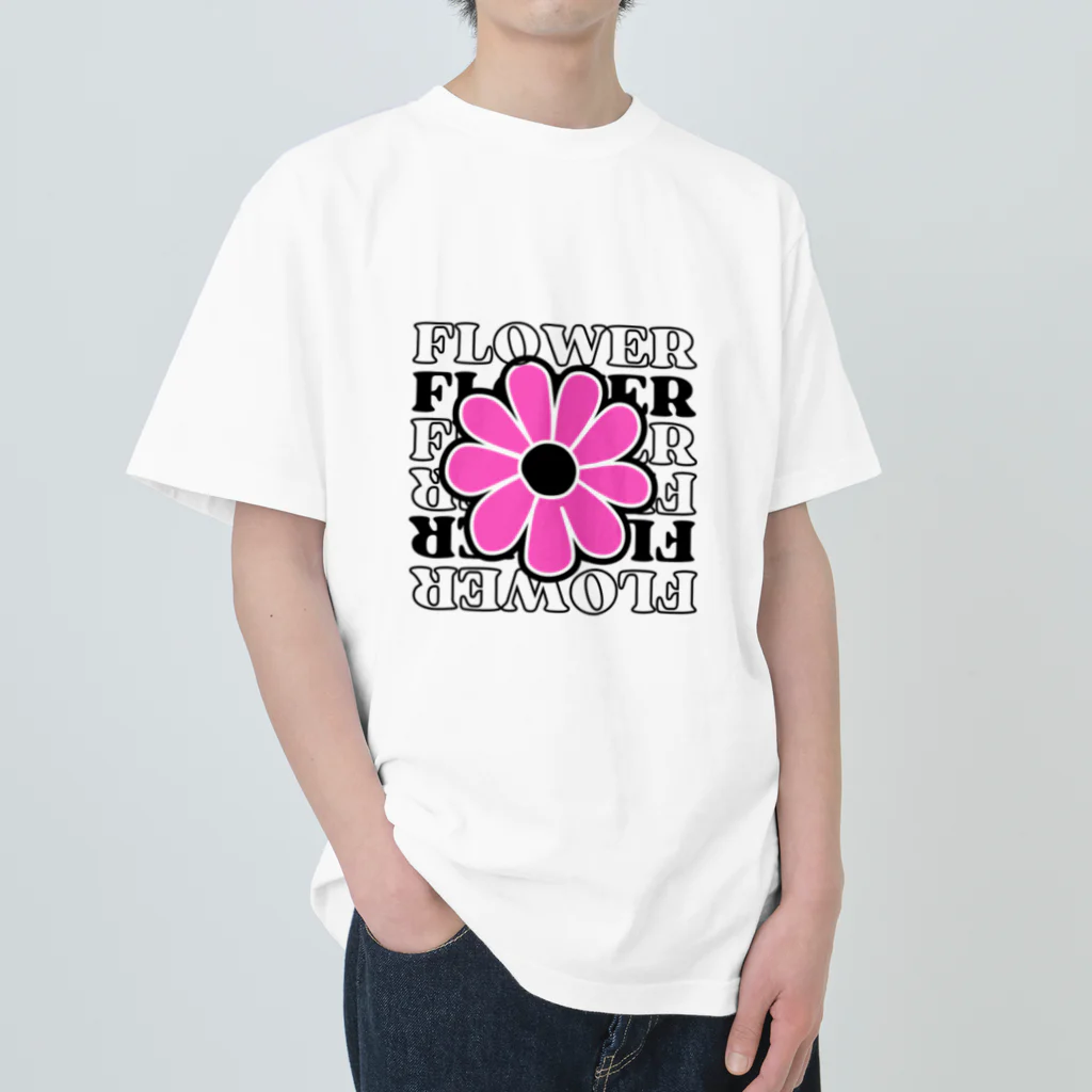 nene-cocoのpink flower  ヘビーウェイトTシャツ