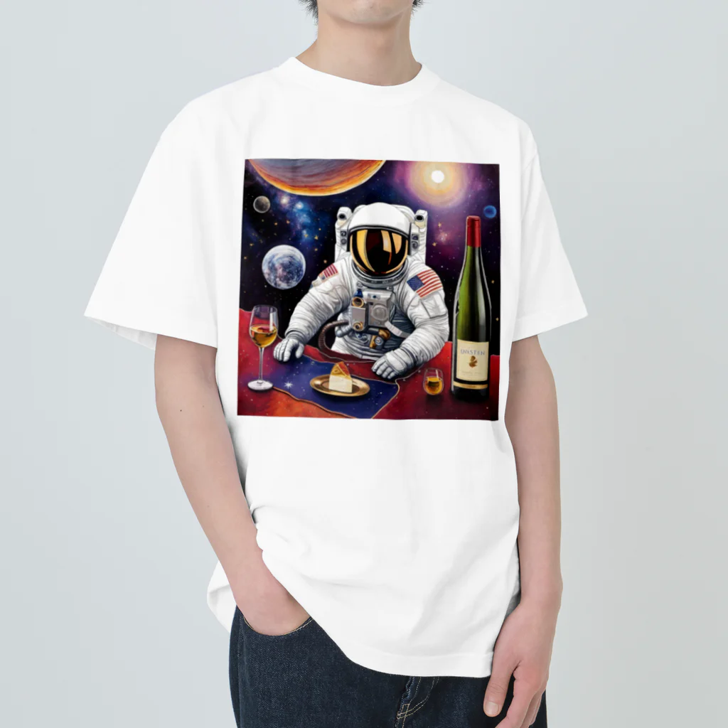 宇宙開発デザイン科の宇宙空間に合うワイン ヘビーウェイトTシャツ