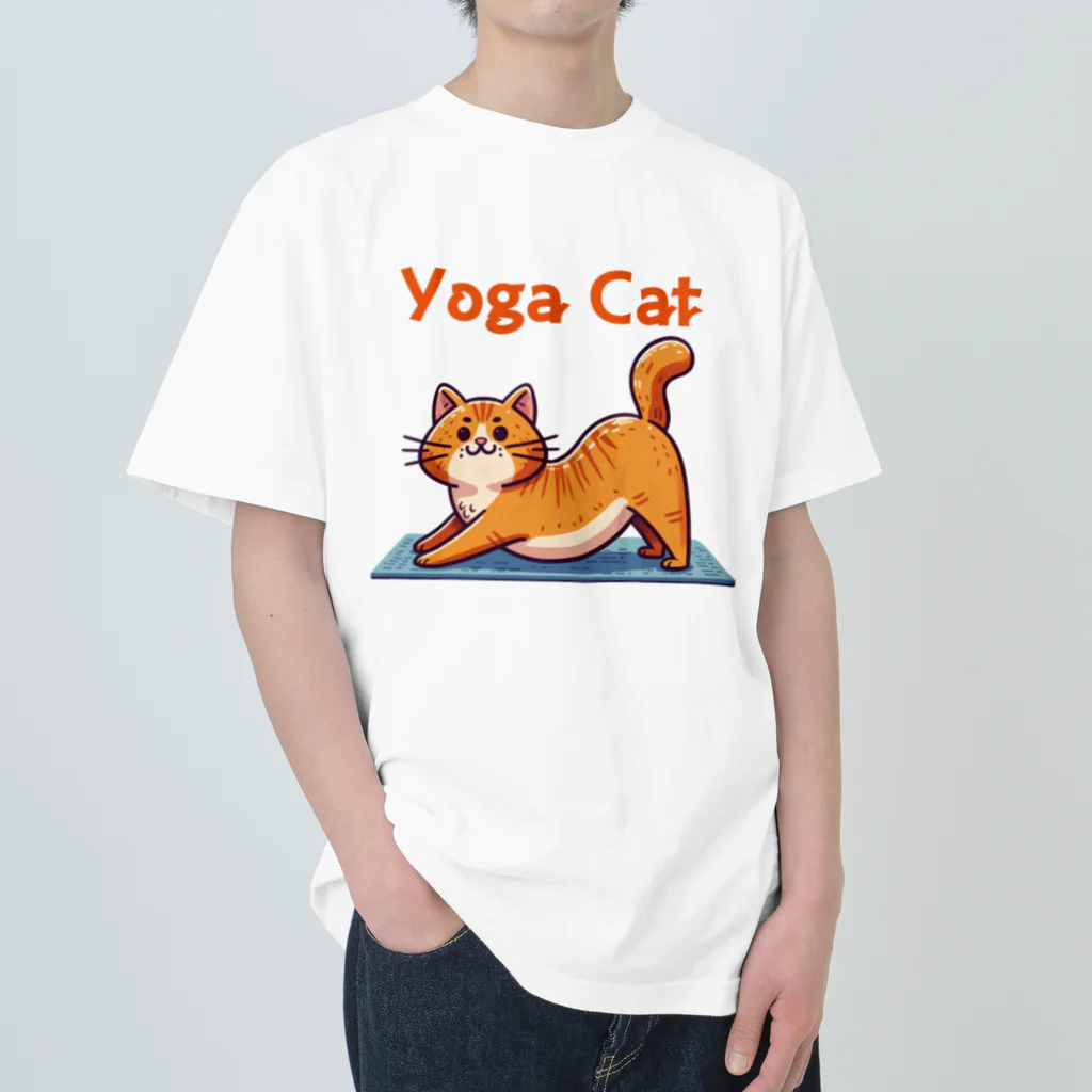 bravoadのヨガで猫のポーズ ヘビーウェイトTシャツ