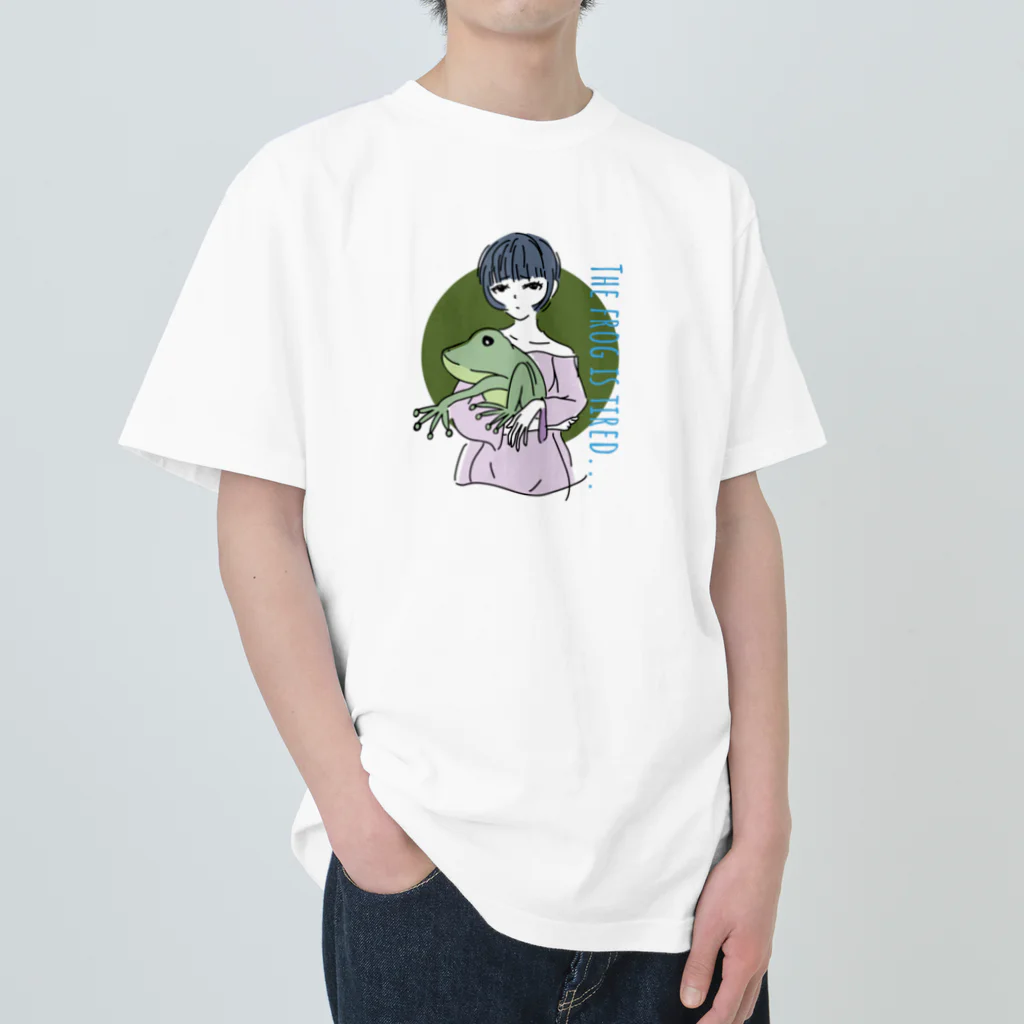 chicodeza by suzuriのカエル好きな女の子 ヘビーウェイトTシャツ