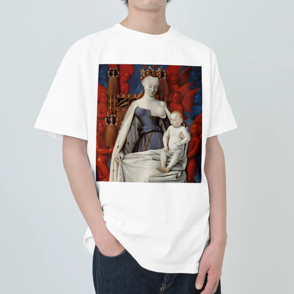 世界美術商店の聖母子と天使たち / Virgin and Child Surrounded by Angels ヘビーウェイトTシャツ