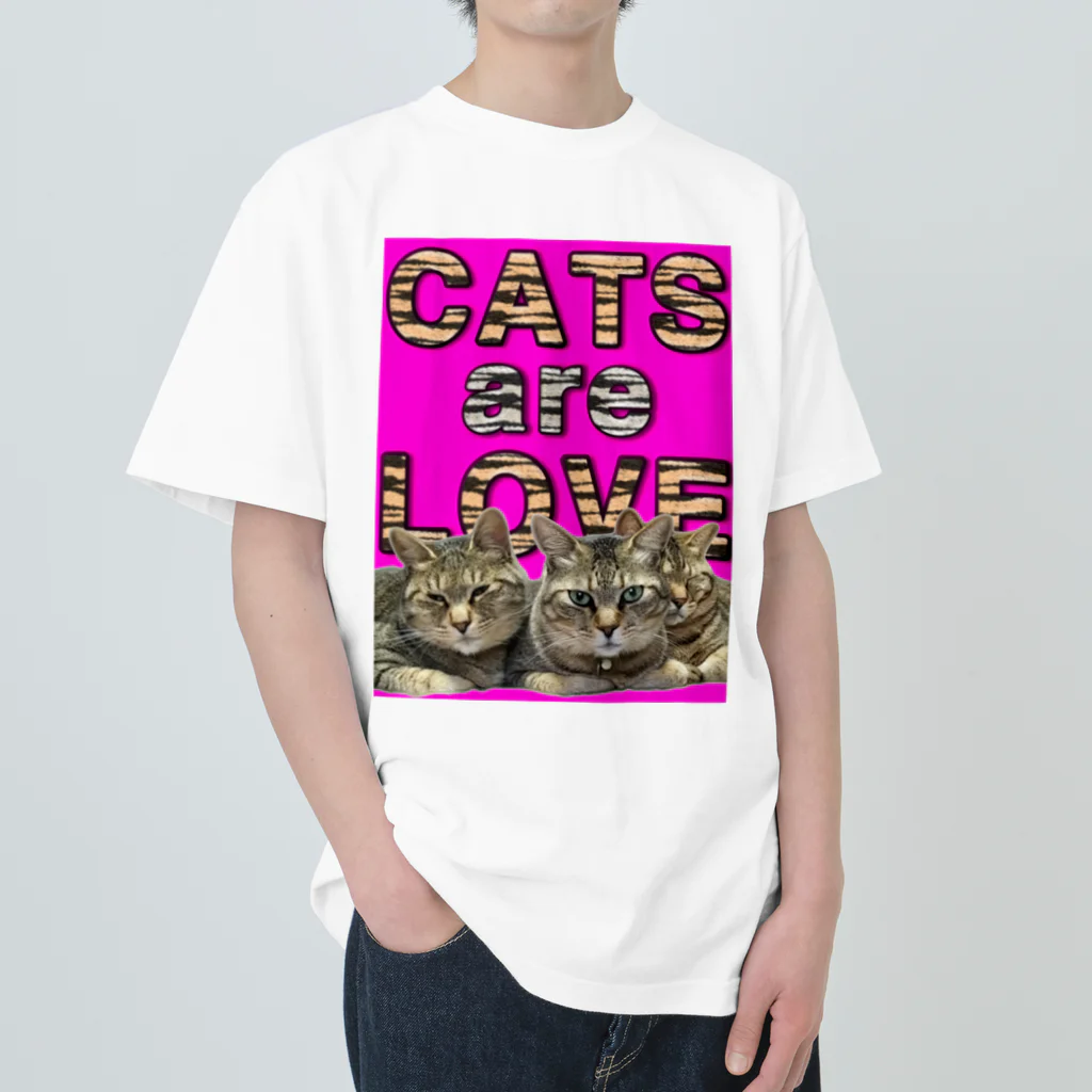 catsdogssweetのCATS are LOVE ヘビーウェイトTシャツ