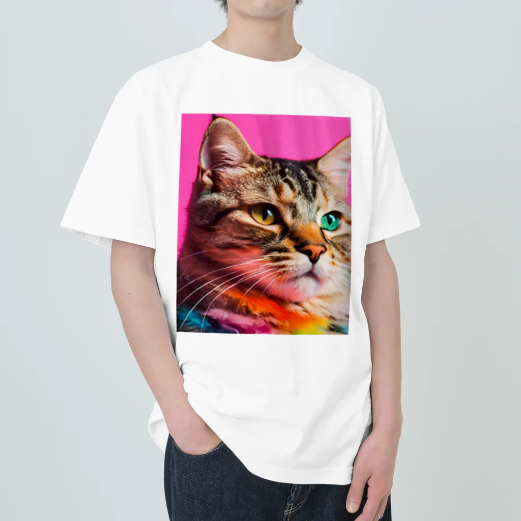 choko＆malonのカラフルな猫 ヘビーウェイトTシャツ