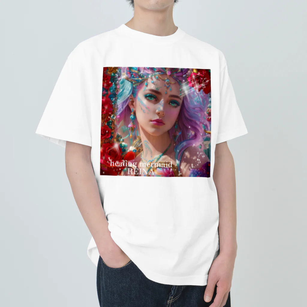 💖宇宙整体♪🌈♪こころからだチャンネル♪💖のhealing mermaid REINA Heavyweight T-Shirt