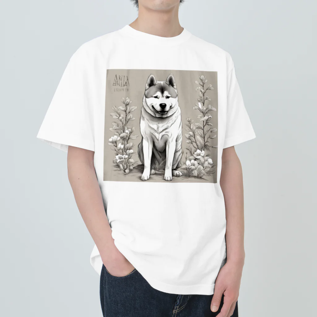 pinetreeの秋田犬１ ヘビーウェイトTシャツ