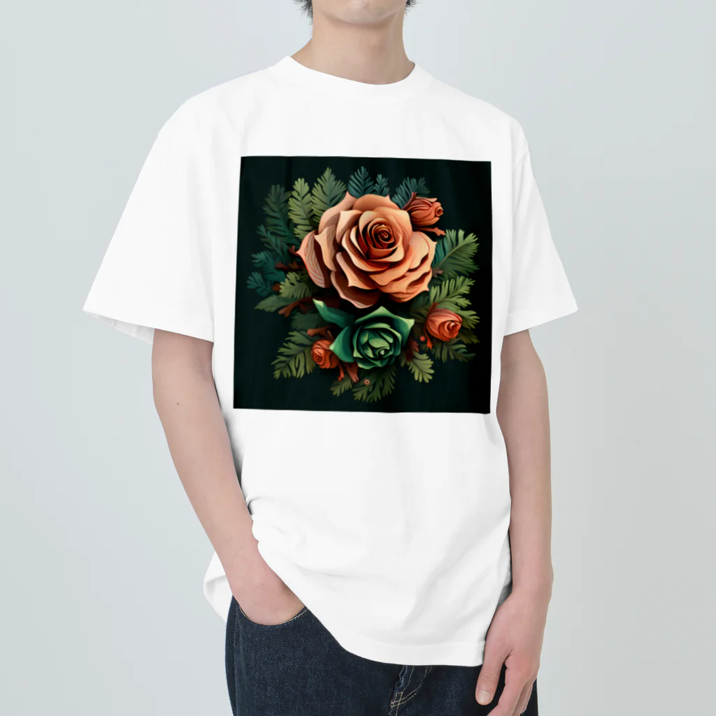 自然たいの花のような松ぼっくり ヘビーウェイトTシャツ