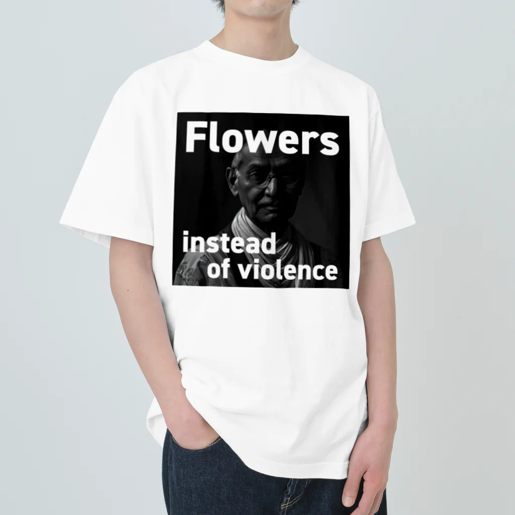 tetchの暴力の代わりに花束を。 ヘビーウェイトTシャツ