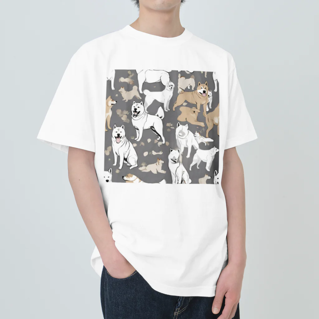 pinetreeの秋田犬３ ヘビーウェイトTシャツ