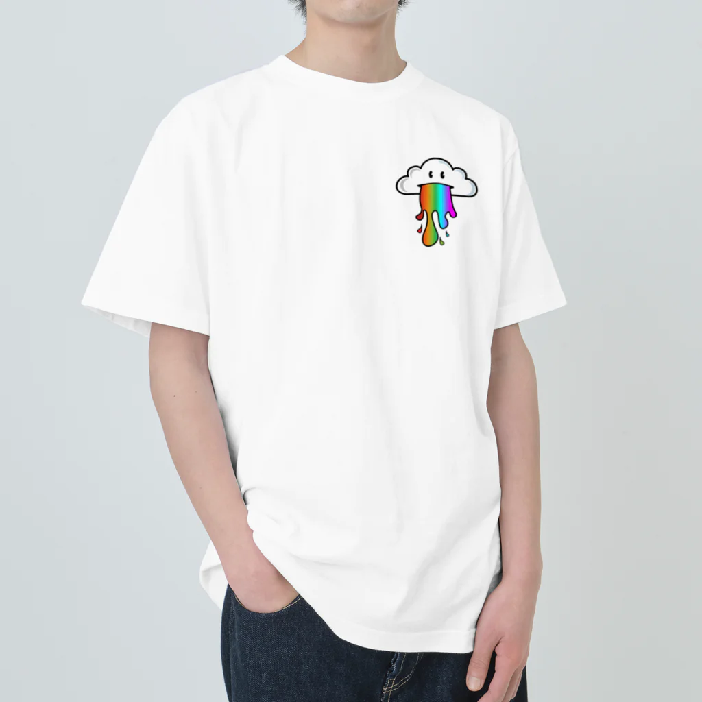 kurochan-funtoukiのかわいい雲が虹を架ける ヘビーウェイトTシャツ