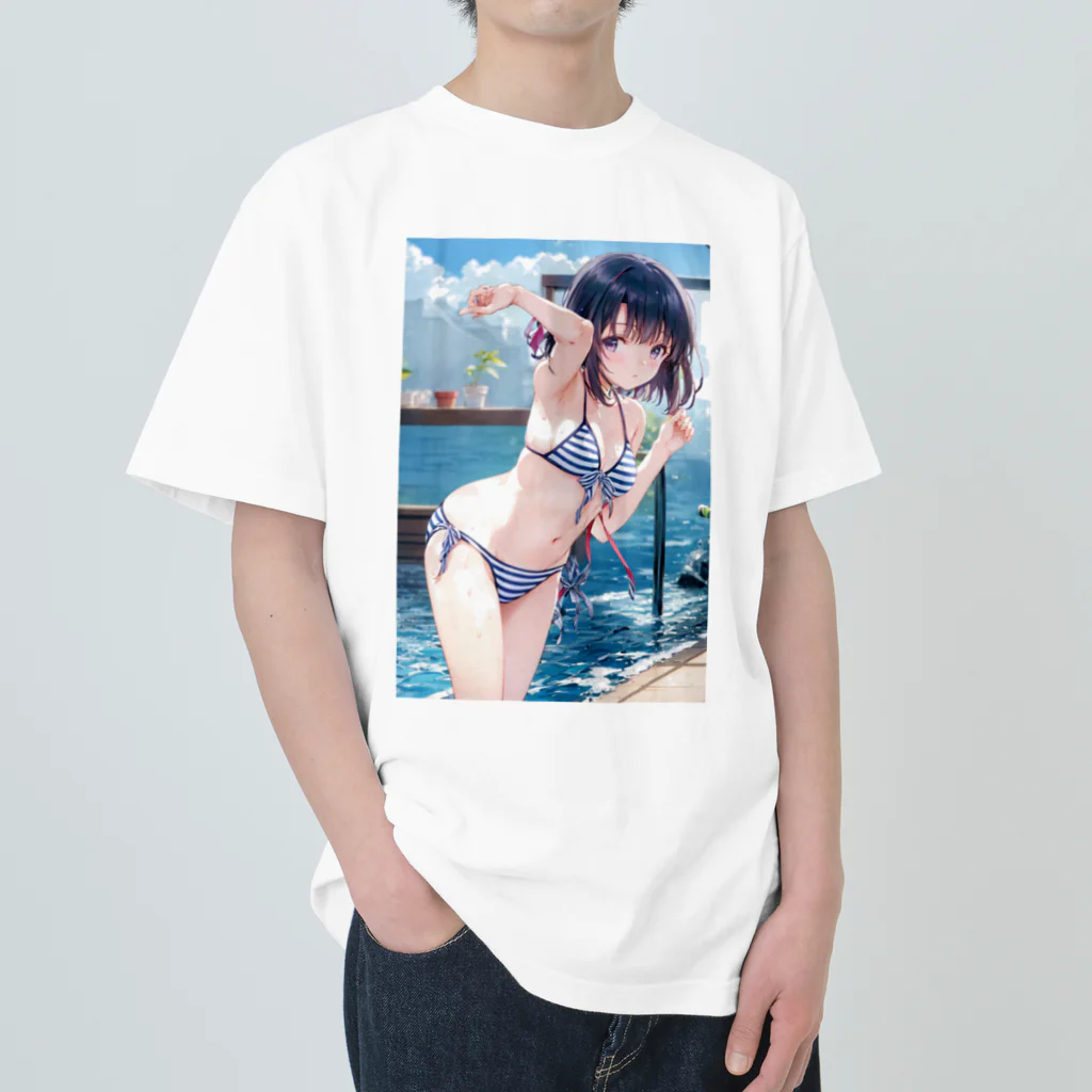 仮想の妖精たち: AI美少女の魅力のデジタル夢幻アートシリーズ ヘビーウェイトTシャツ