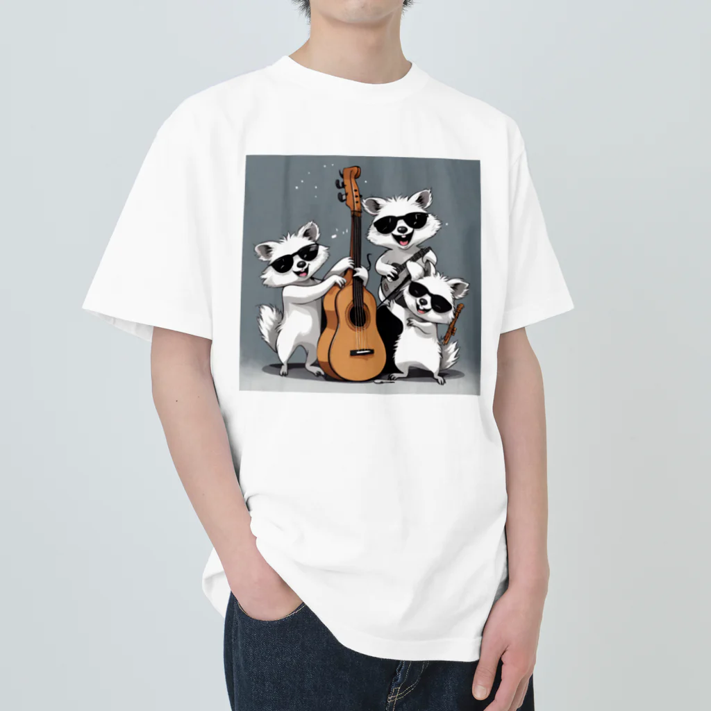 しろあらいぐまのラックスくんのラックスくんと音楽仲間 Heavyweight T-Shirt