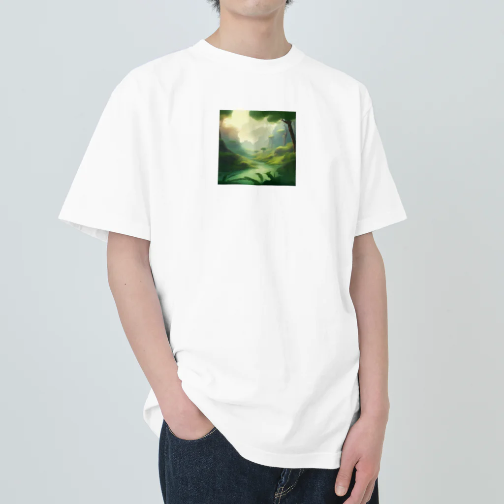 G7のショップの 幻想の森 グリーンウンダー アートプリント Heavyweight T-Shirt