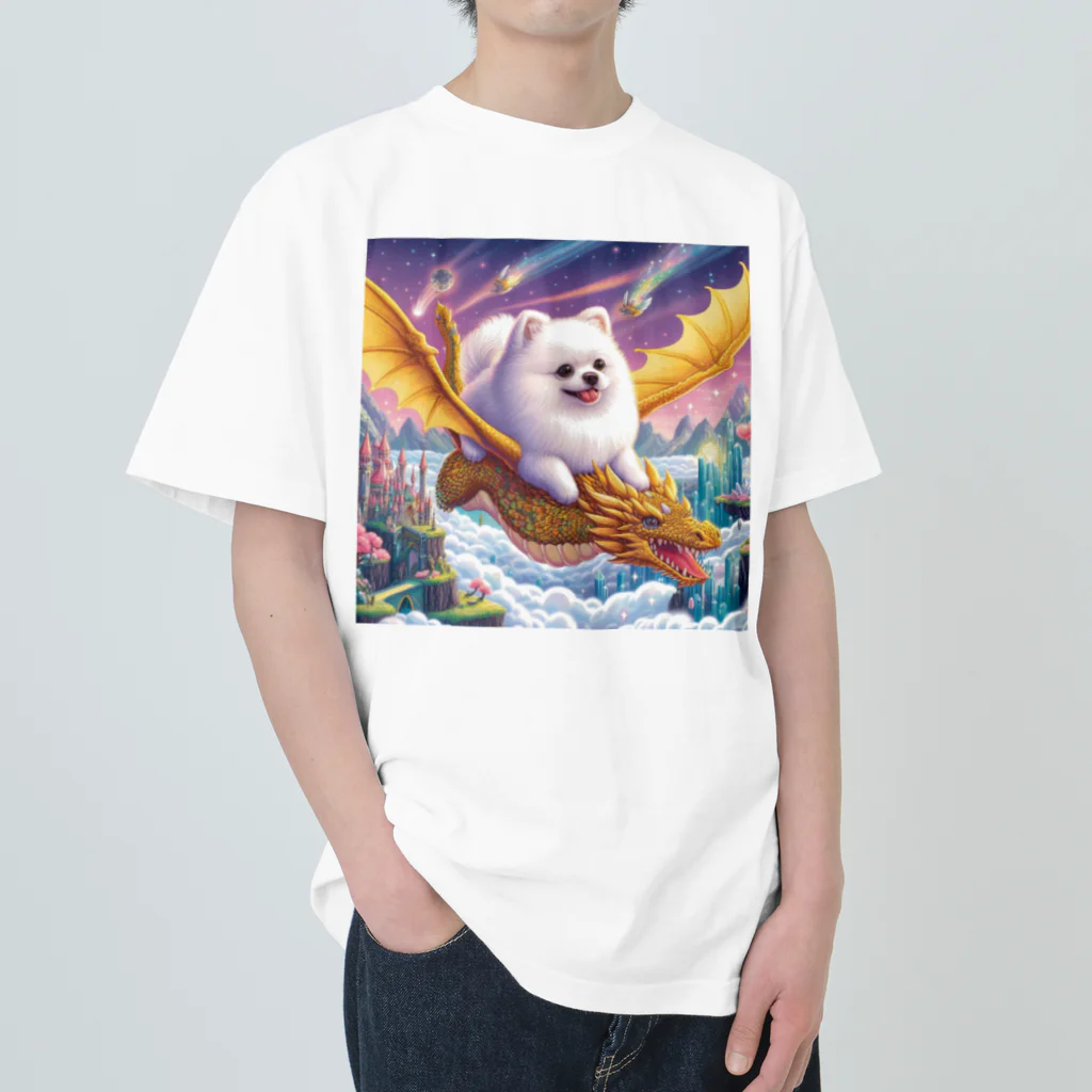 Pom-Dog'sのドラゴンと旅するポメちゃん Heavyweight T-Shirt