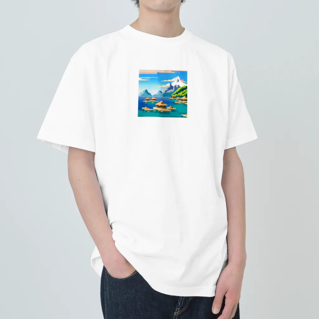 keita-sawadaのドット　ボラボラ島のオーバーウォーターバンガロー ヘビーウェイトTシャツ