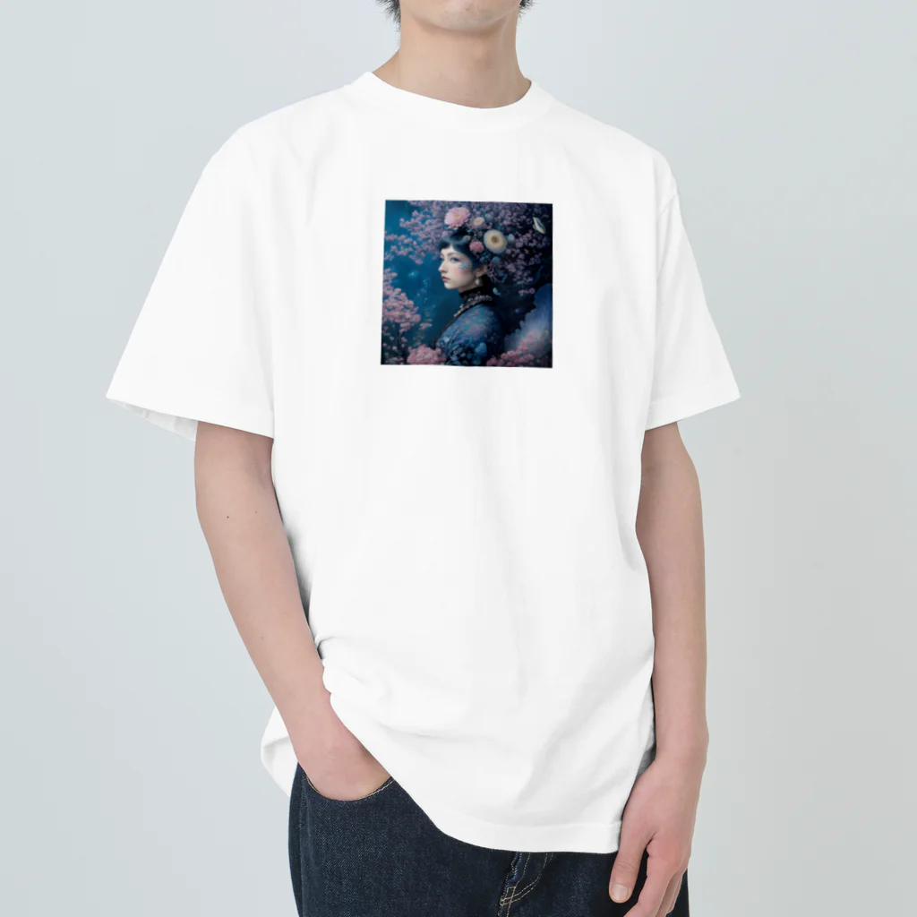 ZZRR12の「夜桜の幻想：桜の精霊」 - "Night Sakura Fantasia: Spirit of the Cherry Blossom" Heavyweight T-Shirt