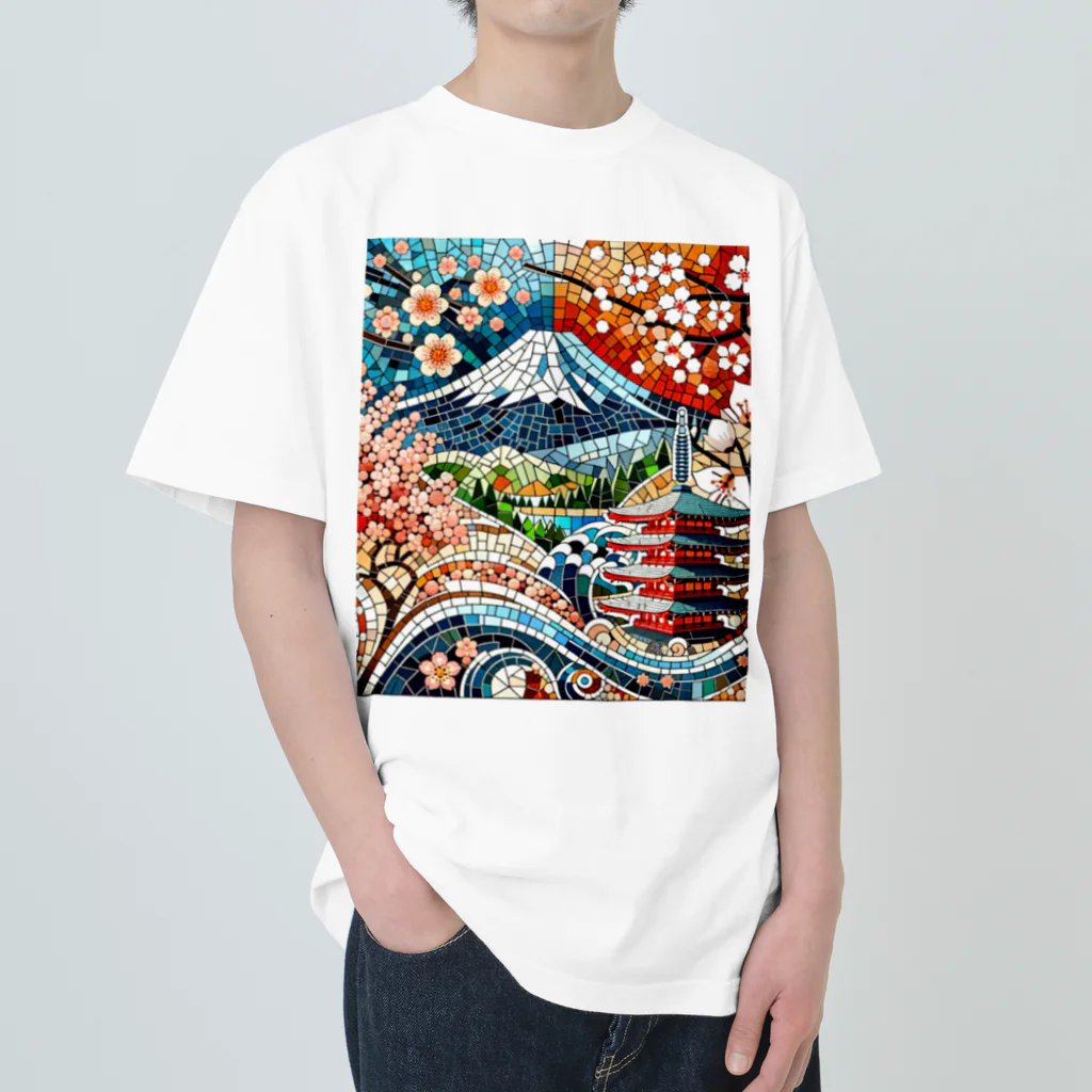 kageblogの日本の伝統と美しさを象徴するモザイクアート Heavyweight T-Shirt