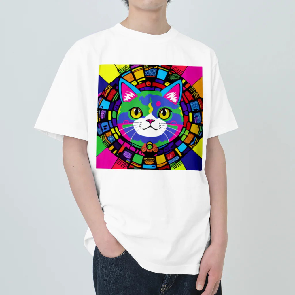 629_CAT_ARTのカラフルキャット Heavyweight T-Shirt