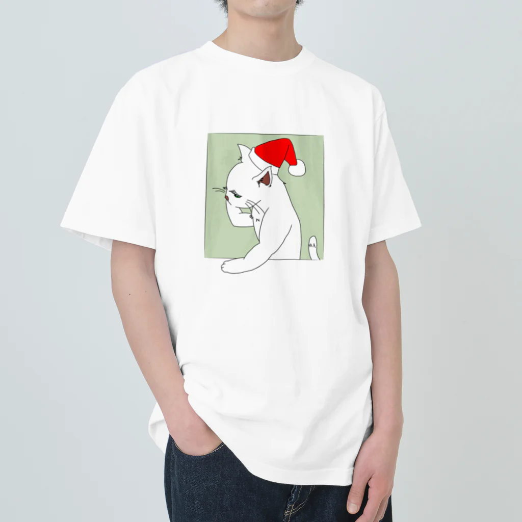 たげてげ屋のモノオモウ猫の１１月（白猫） Heavyweight T-Shirt