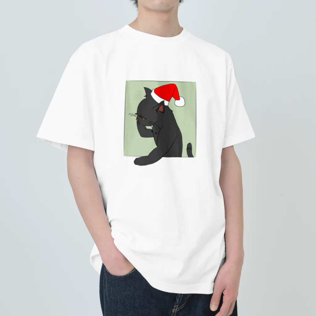 たげてげ屋のモノオモウ猫の１１月（黒猫） Heavyweight T-Shirt