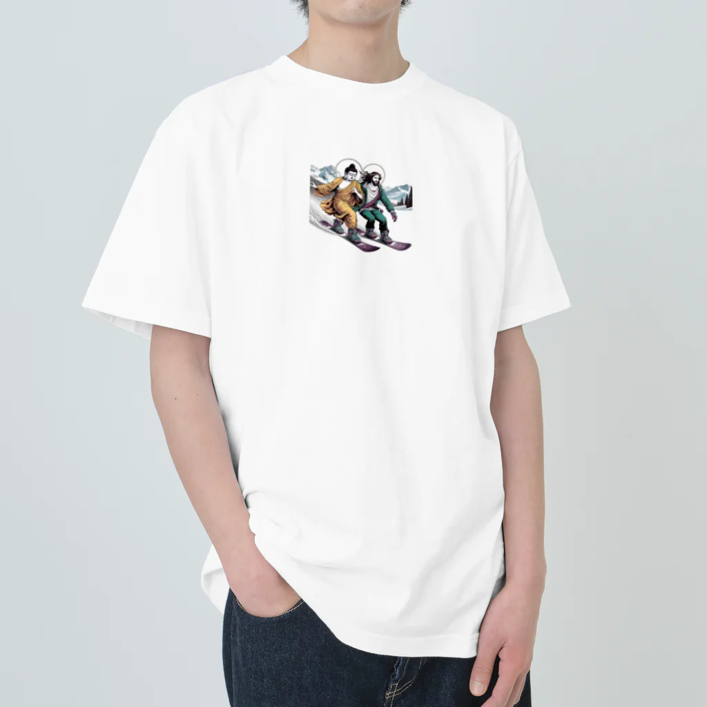 FX海外のキリストと大仏君 Heavyweight T-Shirt