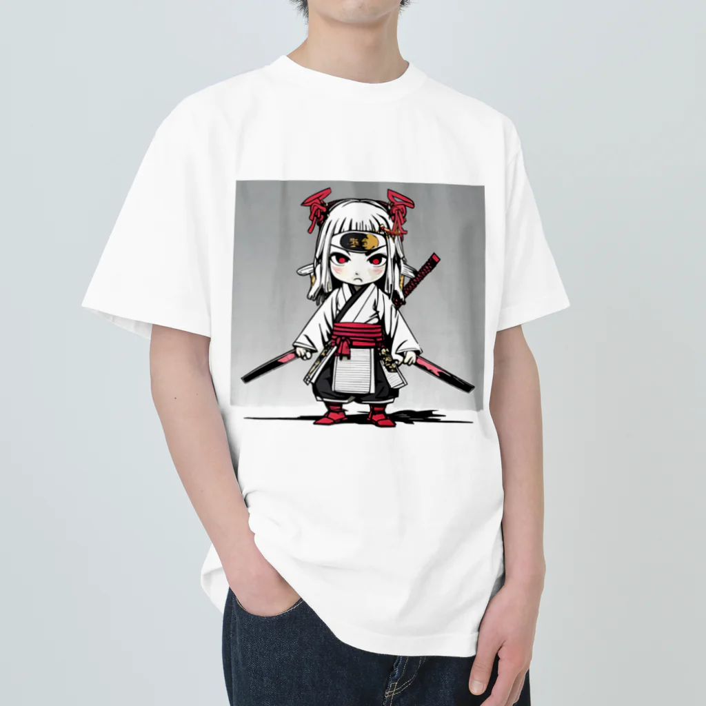 Zamurai【侍-samurai-】アートの女流Zamurai【侍女-makatachi-】ディフォルメ ヘビーウェイトTシャツ