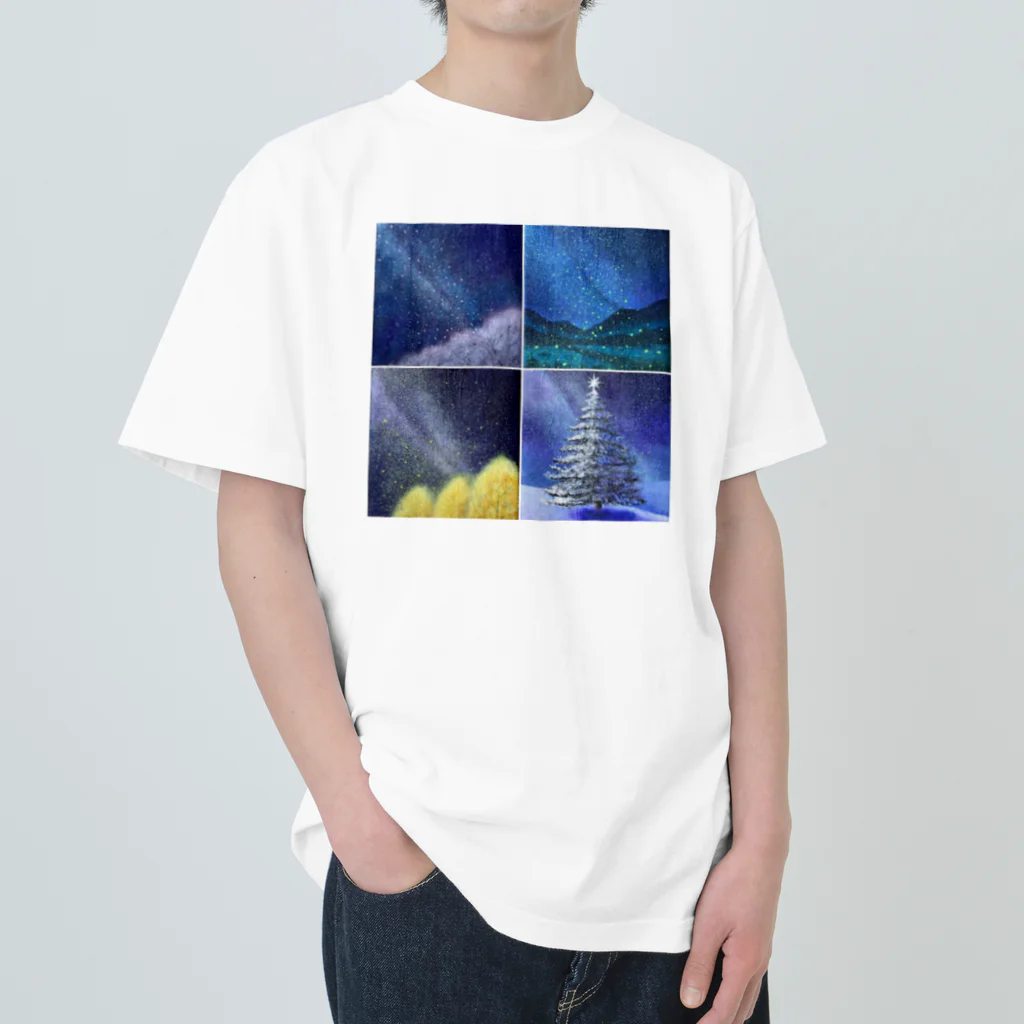 KEIKO's art factoryの「四季と星」の4部作 Heavyweight T-Shirt