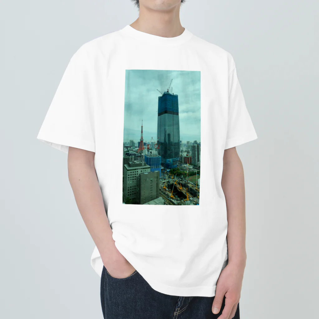 takanoripの建設中のビル ヘビーウェイトTシャツ