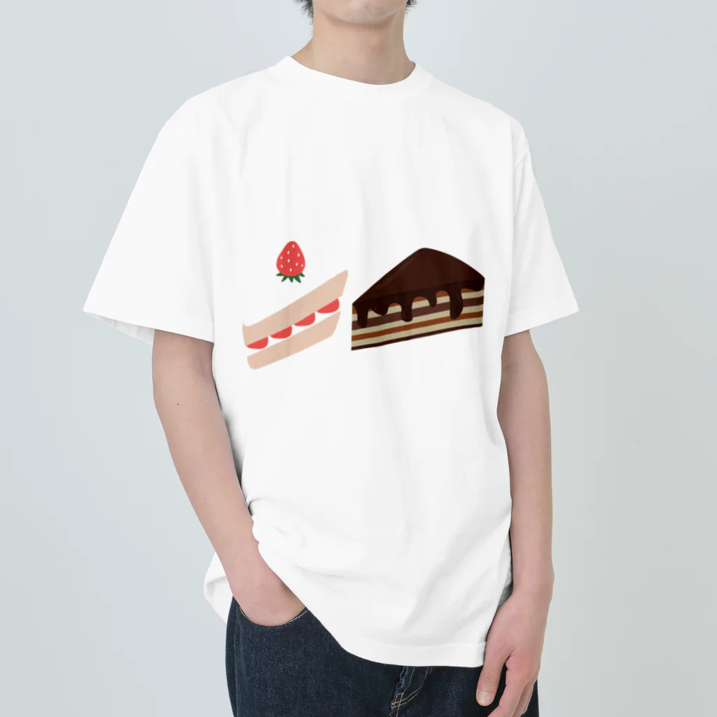 hirotosiのいちごケーキとチョコレートケーキ ヘビーウェイトTシャツ