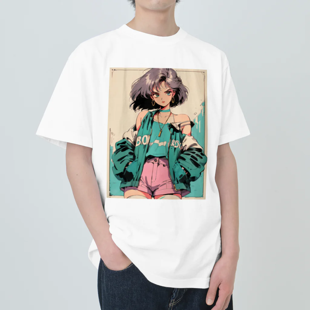 80s pop anime artの信じられないほど理不尽な学生 ヘビーウェイトTシャツ