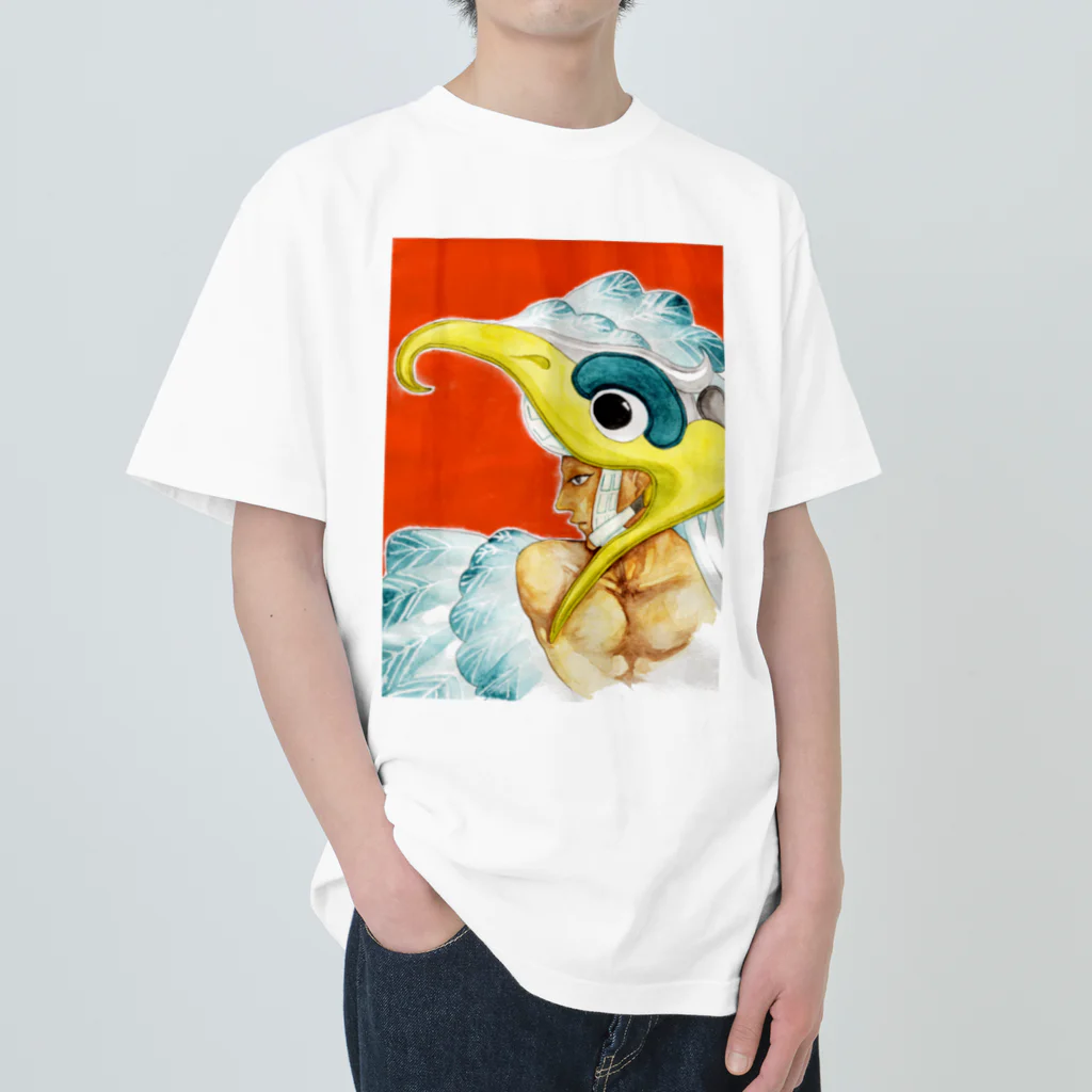 椿海堂のThe bird warrior――feat. Cacaxtla site ヘビーウェイトTシャツ